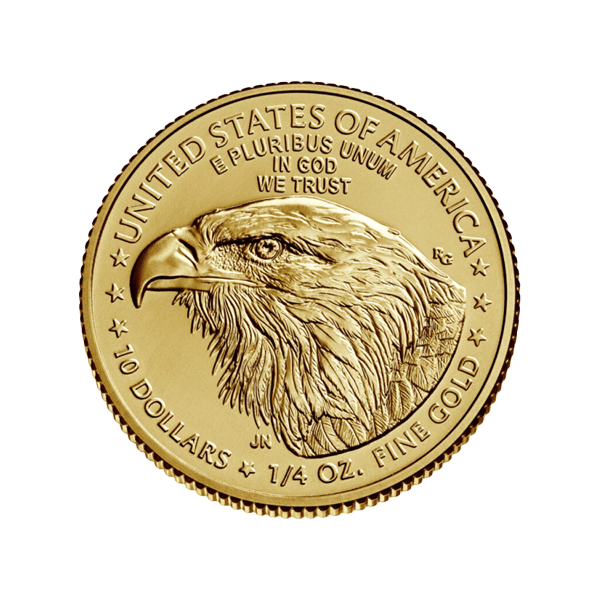 Back 2022 1/4 oz American Gold Eagle Coin BU