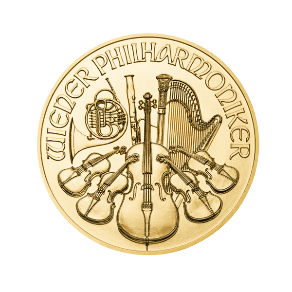 Front 2022 1/4 oz Austrian Gold Philharmonic Coin BU