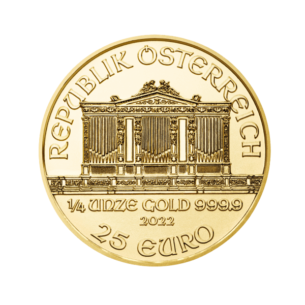 Back 2022 1/4 oz Austrian Gold Philharmonic Coin BU