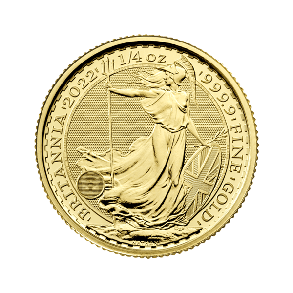 Front 2022 1/4 oz Great Britain Gold Britannia Coin BU