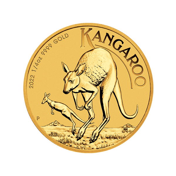 Front 2022 1/4 oz Australian Gold Kangaroo Coin BU 