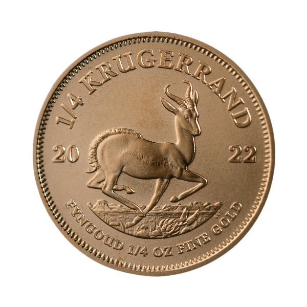 Front 2022 1/4 oz South African Gold Krugerrand Coin BU