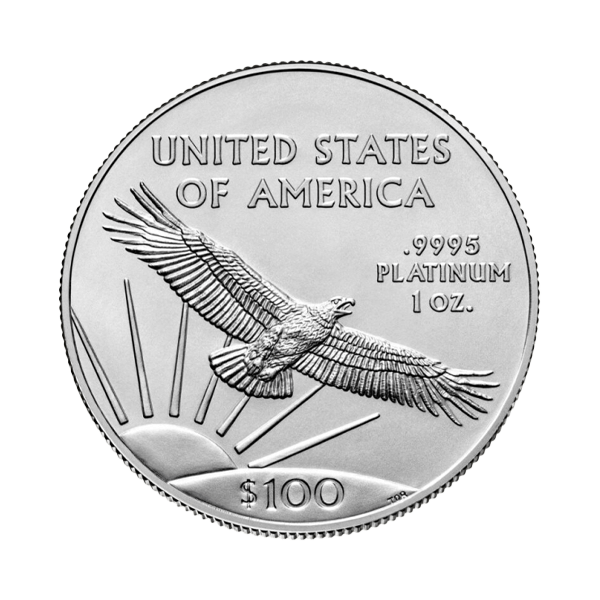 Back 2022 1 oz American Platinum Eagle Coin BU
