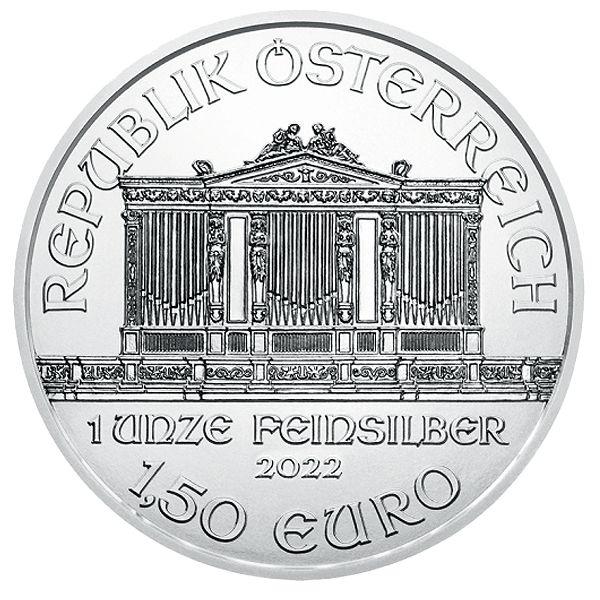 Back 2022 1 oz Austrian Silver Philharmonic Coin BU