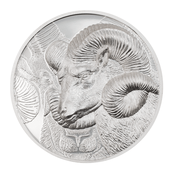 Front 2022 Mongolia 1 oz Magnificent Argali Silver Proof Coin