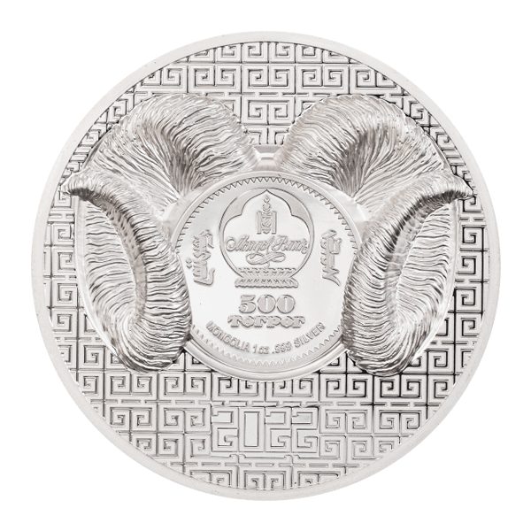 Back 2022 Mongolia 1 oz Magnificent Argali Silver Proof Coin
