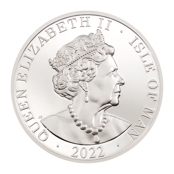 Back 2022 Isle of Man 2 oz One Noble Silver Piedfort Proof Coin