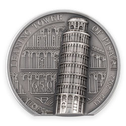 Product Image for 2022 Cook Islands 2 oz Leaning Tower of Pisa Antique Silver Coin