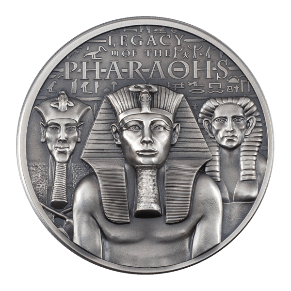 Front 2022 Cook Islands 3 oz Legacy of the Pharaohs Antique Silver Coin
