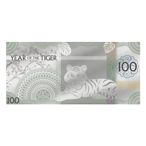 Front 2022 Mongolia 5 Gram Year of the Tiger Silver Note