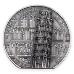 Product Image for 2022 Cook Islands 5 oz Leaning Tower of Pisa Antique Silver Coin