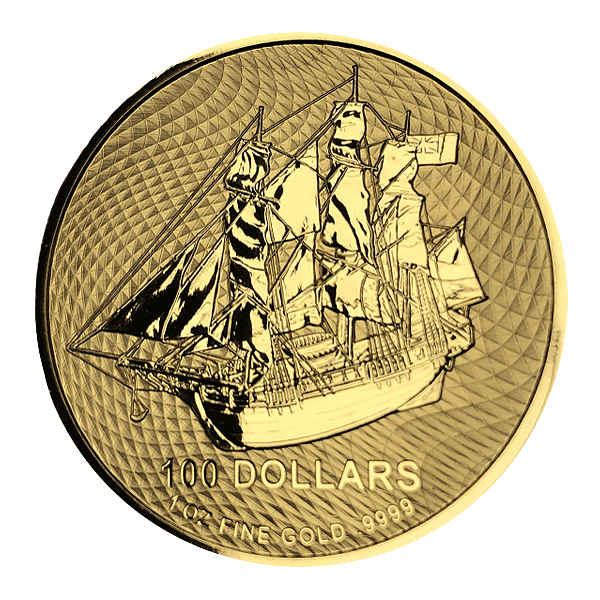 Front 2022 1 oz Cook Islands HMS Bounty Gold Coin BU