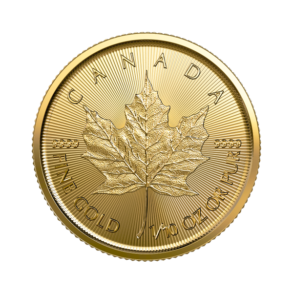 Front 2023 1/10 oz Canadian Gold Maple Leaf Coin BU