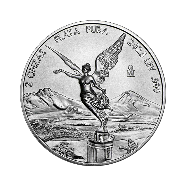 Front 2023 2 oz Mexican Silver Libertad Coin BU