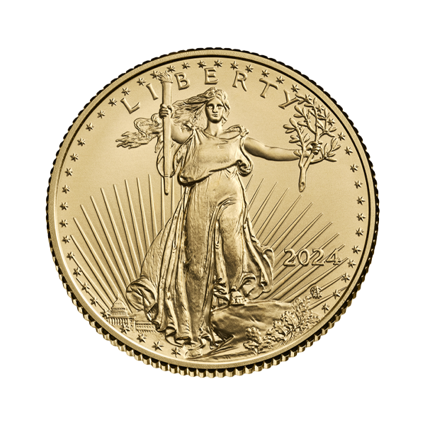 Front 2024 1/10 oz American Gold Eagle Coin BU