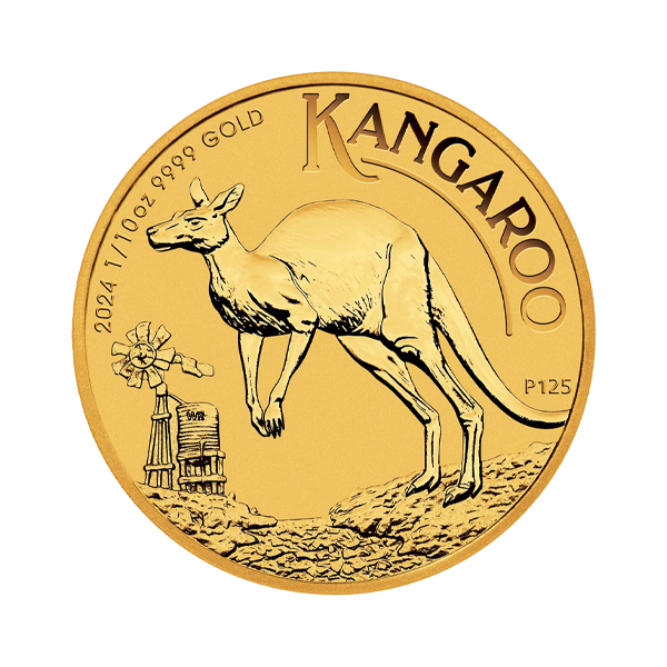 Front 2024 1/10 oz Australian Gold Kangaroo Coin BU