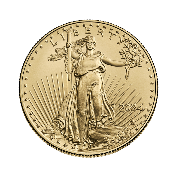 Front 2024 ½ oz American Gold Eagle Coin BU