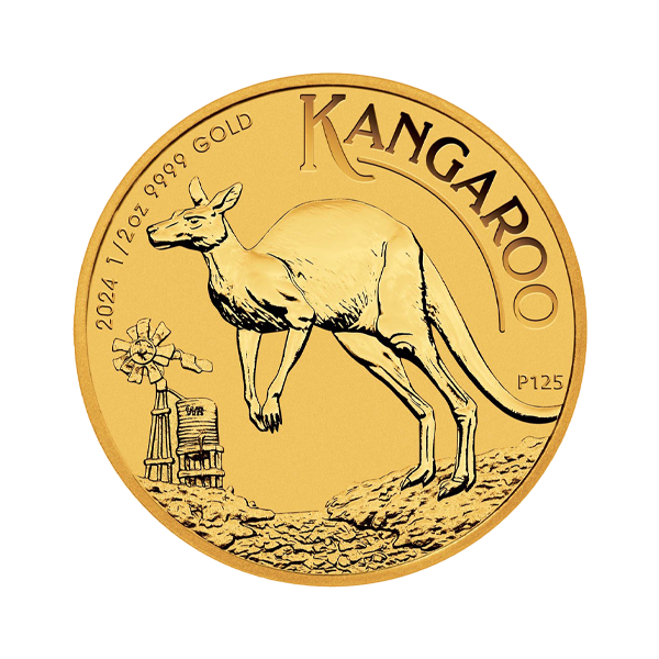 Front 2024 ½ oz Australian Gold Kangaroo Coin BU