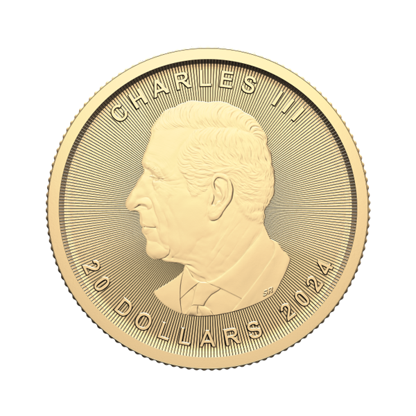 Back 2024 ½ oz Canadian Gold Maple Leaf Coin BU