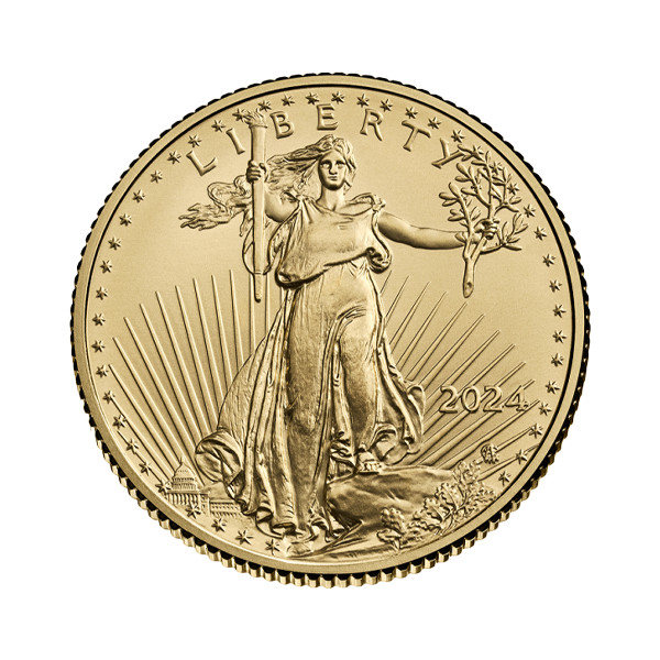 Front 2024 ¼ oz American Gold Eagle Coin BU