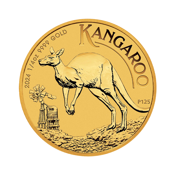Front 2024 ¼ oz Australian Gold Kangaroo Coin BU