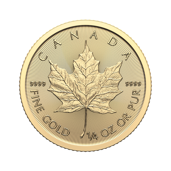 Front 2024 ¼ oz Canadian Gold Maple Leaf Coin BU