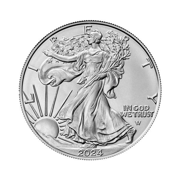 Front 2024 1 oz American Silver Eagle Coin BU