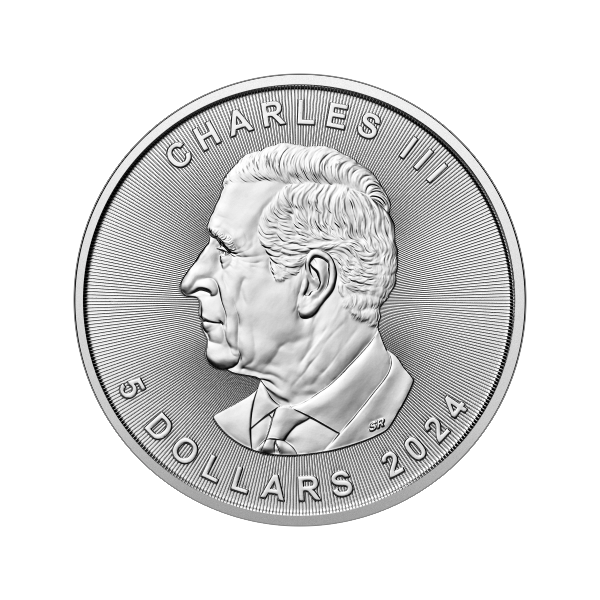 Back 2024 1 oz Canadian Silver Maple Leaf Coin BU