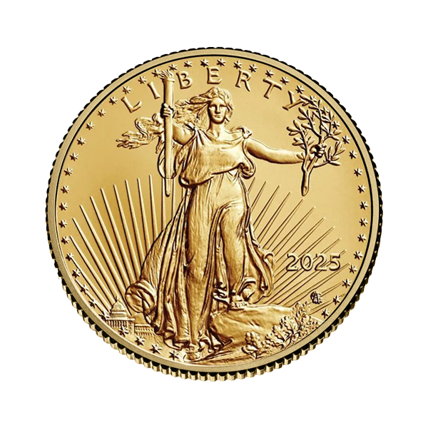 Front 2025 ¼ oz American Gold Eagle Coin BU