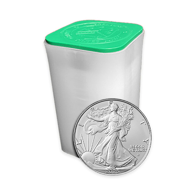 Front 2025 1 oz American Silver Eagle Tube BU (20 Coins)