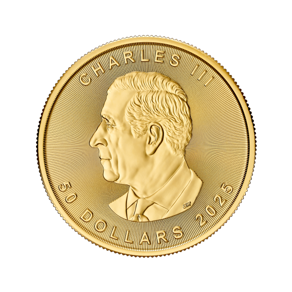 Back 2025 1 oz Canadian Gold Maple Leaf Coin BU