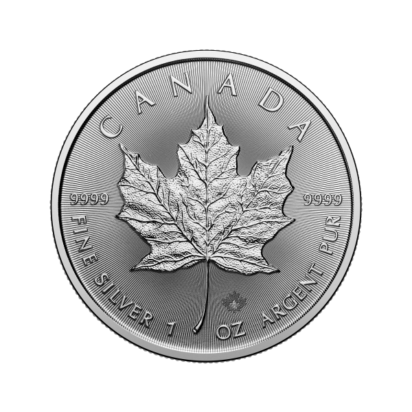 Front 2025 1 oz Canadian Silver Maple Leaf Coin BU