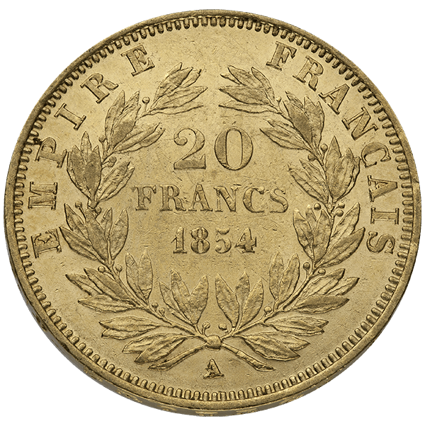 Back 20 Franc Gold Coin - Napoleon III