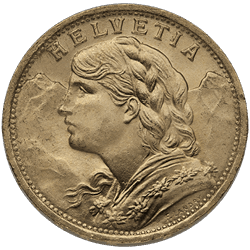 Product Image for 20 Franc Swiss Gold Coin - Helvetia