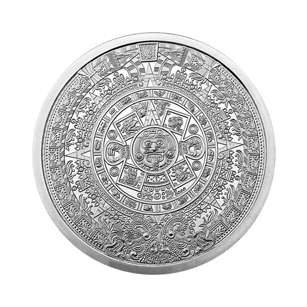Back 5 oz Silver Round – Aztec Calendar