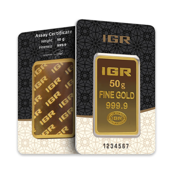Front 50 Gram Gold Bar – Istanbul Gold Refinery (with Assay)