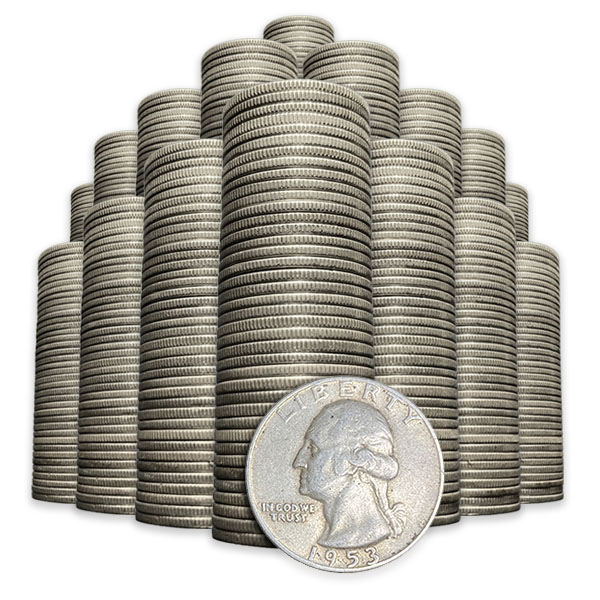 Front 90% American Silver Coins ($100 FV, Bag) Washington Quarters