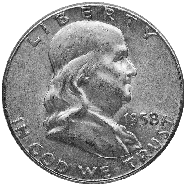Front 90% American Silver Coins ($1 FV) Franklin Half Dollars