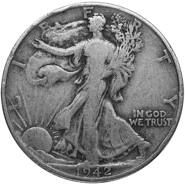 Front 90% American Silver Coins ($1 FV) Walking Liberty Half Dollars