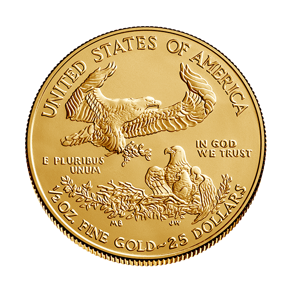 Back 1/2 oz American Gold Eagle Coin (Random Year)