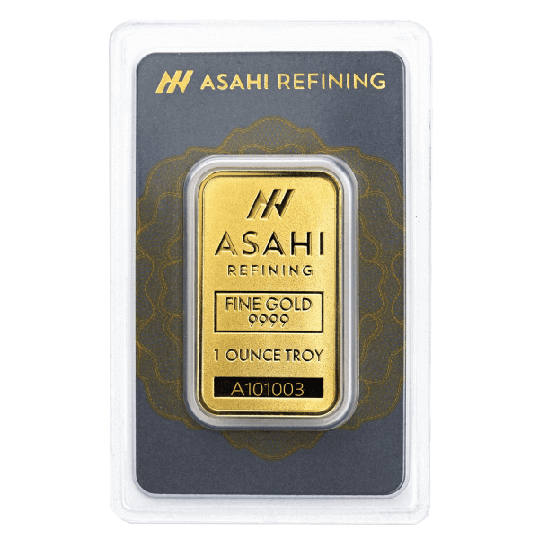 Front 1 oz Gold Bar – Asahi (with Assay)