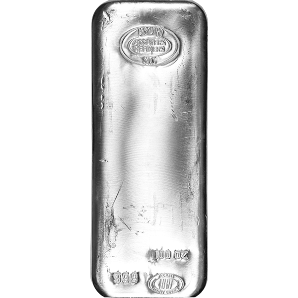 Front 100 oz Silver Bar - Asahi