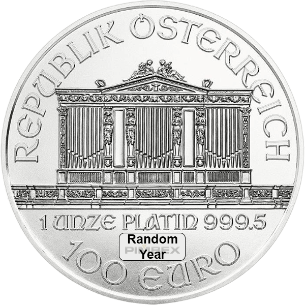 Back 1 oz Austrian Platinum Philharmonic (Random Year)