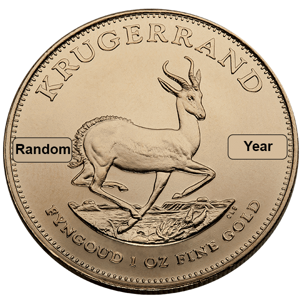 Back 1 oz South African Gold Krugerrand Coin (Random Year)