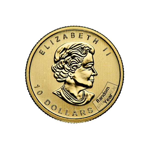 Back 1/4 oz Canadian Gold Maple Leaf Coin (Random Year)