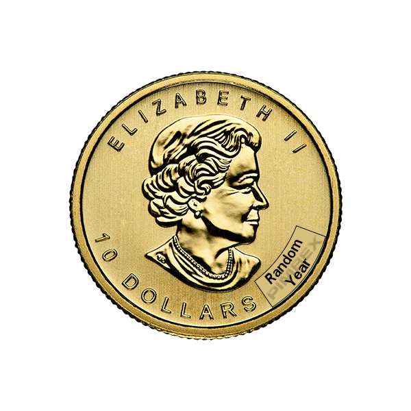 Back Product Image for 1/4 oz Canadian Gold Maple Leaf Coin (Random Year)