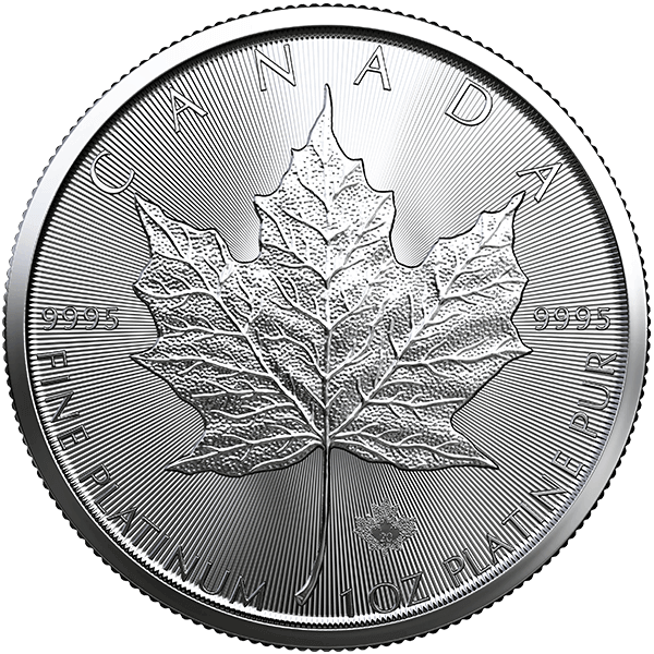 Front 1 oz Canadian Platinum Maple Leaf Coin (Random Year)