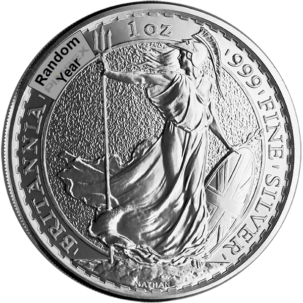 Front 1 oz British Silver Britannia Coin (Random Year)