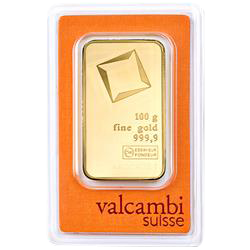 Product Image for 100 Gram Gold Bar - Valcambi (with Assay) 