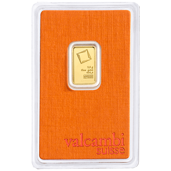Front 2.5 Gram Gold Bar - Valcambi (with Assay)
